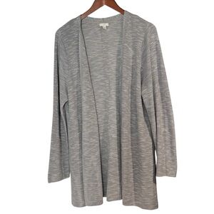 J. Jill Gray Open Front Knit Cardigan Sweater Size XL Minimalist Lagenlook Linen